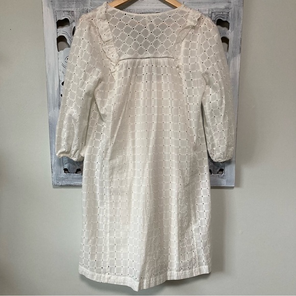 New Anthropologie Thames White Eyelet Cotton Boho Romantic Mini Dress Size 4 - Picture 6 of 10